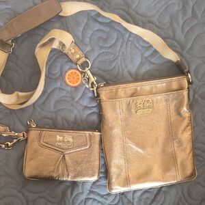 Coach Shimmering Gold Crossbody Bag Duo